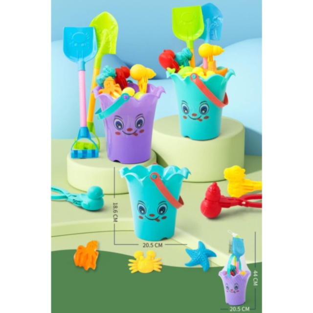 Set Jucării Nisip cu Găletușă Zâmbitoare și Unelte Colorate (culoare aleatorie)