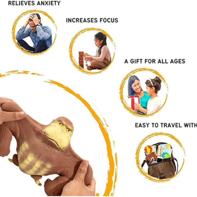 1buc. Gorilă Super Stretch din Cauciuc – Jucărie Antistres și Distractivă (culoare aleatorie) 