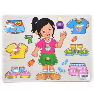 Puzzle Incastru de Lemn, Îmbracă Fetița | image