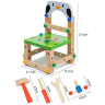 Banc de Lucru și Scaun de Asamblat din Lemn 2 în 1 | Set Educațional cu Unelte pentru Copii
