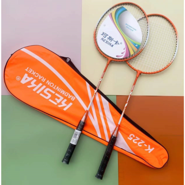 Set 2 Rachete Badminton Portocalii cu Geantă de Transport