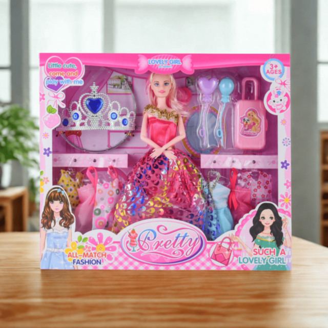 Păpușă cu Rochii Colorate și Accesorii Prințesă (culori rochii aleatorii)