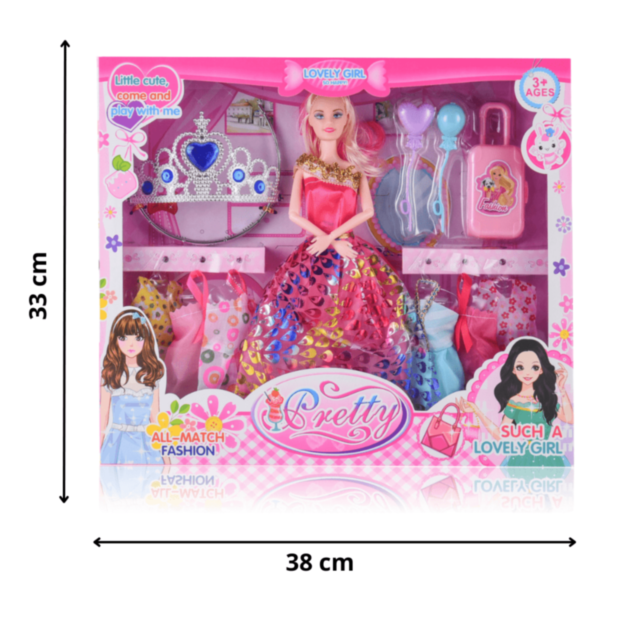 Păpușă cu Rochii Colorate și Accesorii Prințesă (culori rochii aleatorii)