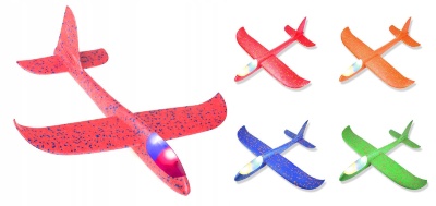 Avion Planor din Polistiren, cu lumina LED, 48cm  | image