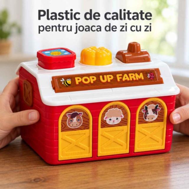 Fermă interactivă Pop Up cu animale, lumini și pian