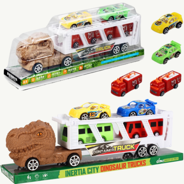 Transportor Dinozaur cu Mașinuțe – Aventură și Distracție pentru Micii Exploratori