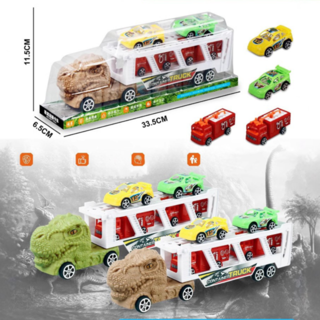 Transportor Dinozaur cu Mașinuțe – Aventură și Distracție pentru Micii Exploratori