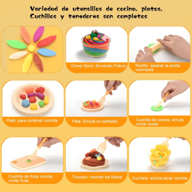 Mașină Jucărie Noodle Maker cu Pastă Colorată 