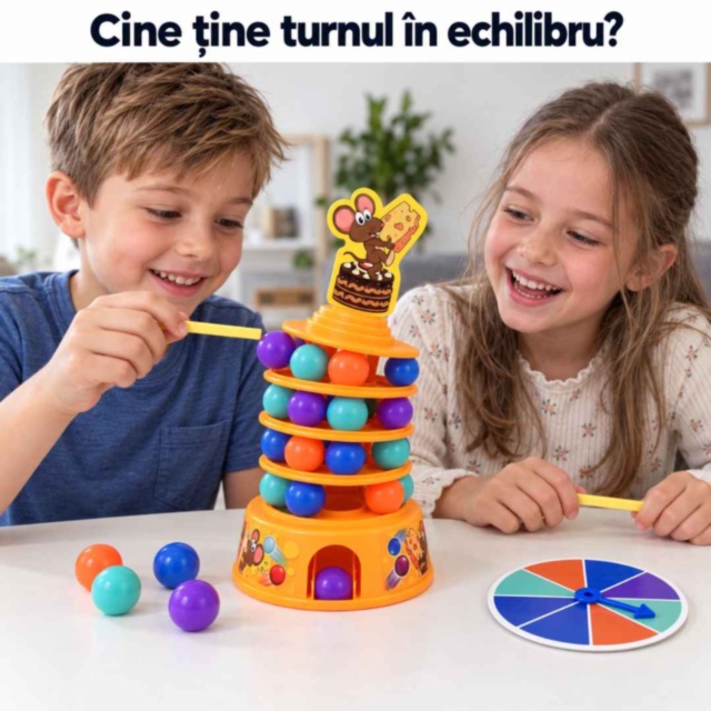 Joc de îndemânare Tumbling Cake cu bile colorate