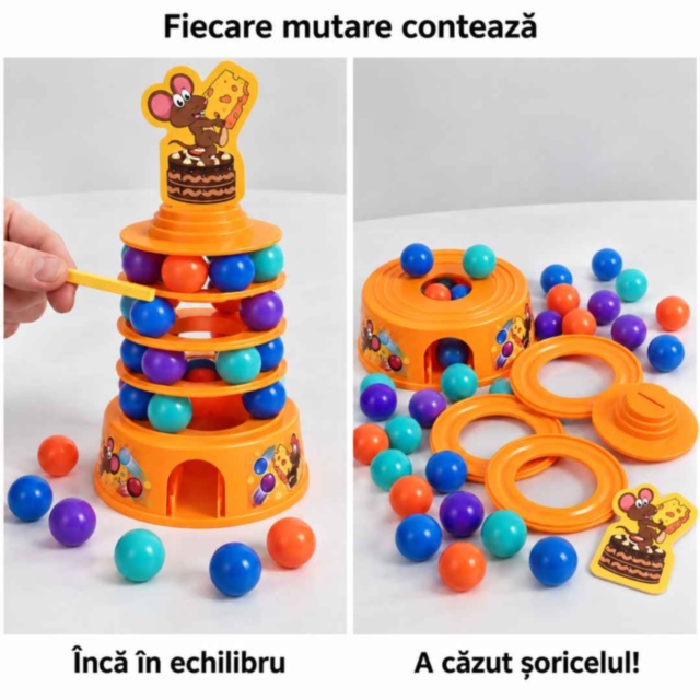 Joc de îndemânare Tumbling Cake cu bile colorate