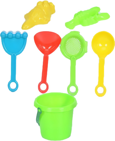 Găletușă cu 6 Accesorii de Nisip, 14cm  | image