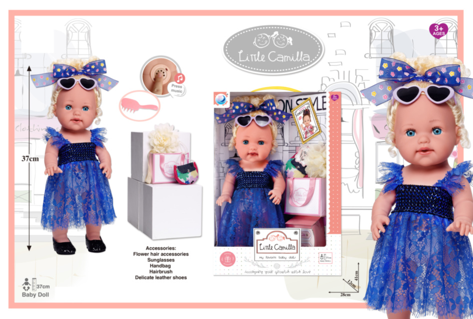 Păpușa Little Camilla cu Aspect Realist din Vinil, bea apă- face pipi