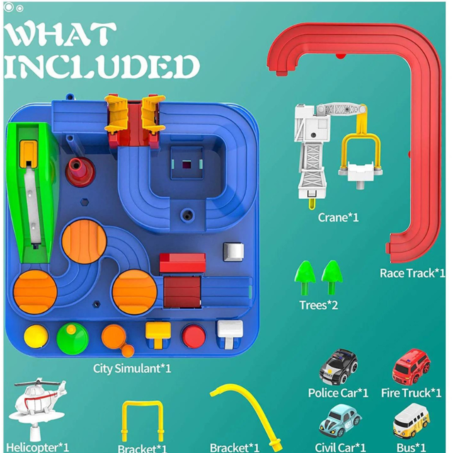 Set interactiv „Aventura cu Obstacole” – Manevrează mașinile și elicopterul