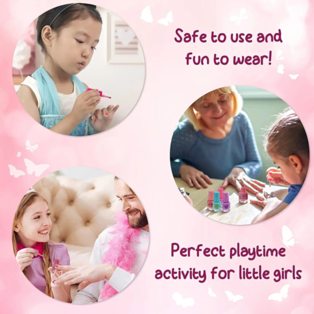 Set Lacuri de Unghii Non-Toxice pentru Copii, 5 Culori