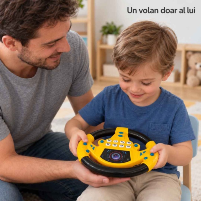 Volan de jucărie pentru copii, cu sunete și ventuze