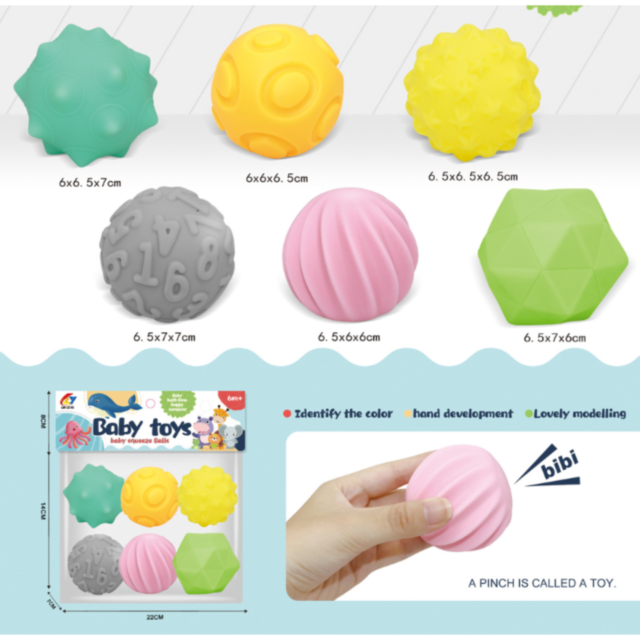 Set 6 bile senzoriale pentru dezvoltarea tactilă