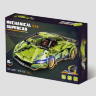 Mașină Supercar Mecanică Verde cu Funcție Pull-Back, Set de 470 Piese