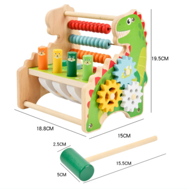 Centru Educațional Montessori din Lemn cu Dinozaur – 6 Activități Interactive