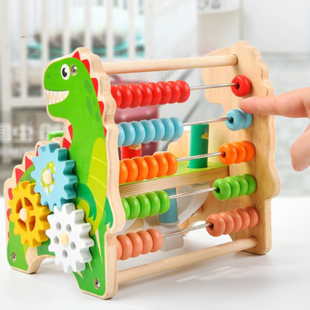 Centru Educațional Montessori din Lemn cu Dinozaur – 6 Activități Interactive