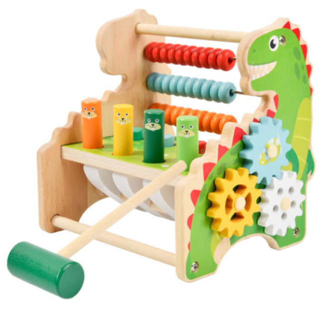 Centru Educațional Montessori din Lemn cu Dinozaur – 6 Activități Interactive