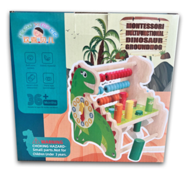 Centru Educațional Montessori din Lemn cu Dinozaur – 6 Activități Interactive