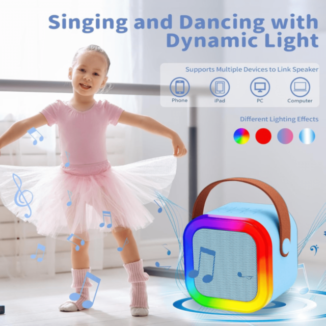 Boxă Karaoke Portabilă cu 2 Microfoane Wireless (albastru)