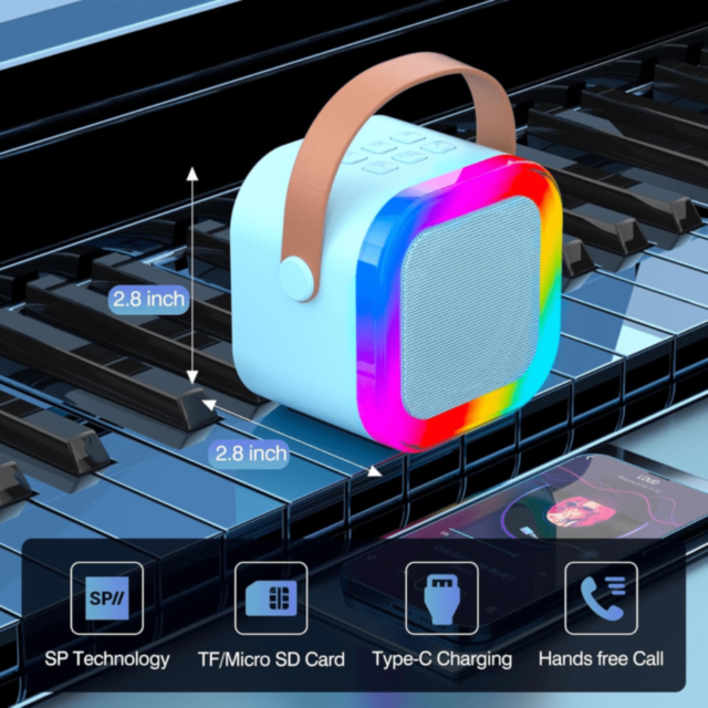 Boxă Karaoke Portabilă cu 2 Microfoane Wireless (albastru)