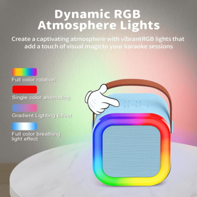 Boxă Karaoke Portabilă cu 2 Microfoane Wireless (albastru)