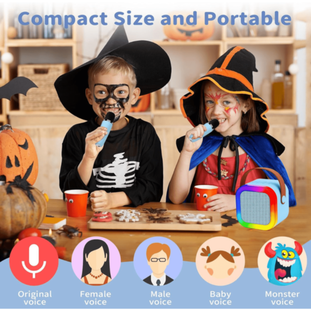 Boxă Karaoke Portabilă cu 2 Microfoane Wireless (albastru)