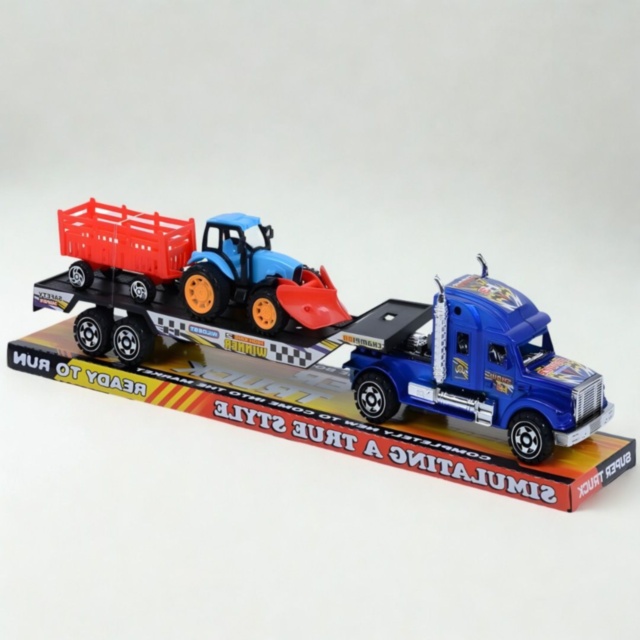 Camion transportor auto cu tractor și remorcă copii (culoare aleatorie)