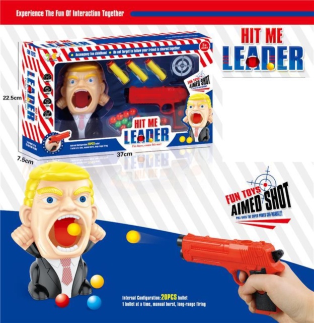 Pistolul "Lichidează Liderul" cu Bile, 3 Proiectile și Trump in rol de Țintă