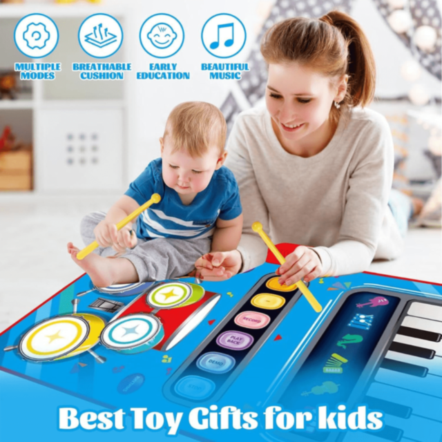 Covoraș Muzical cu Pian și Set de Tobă pentru Copii