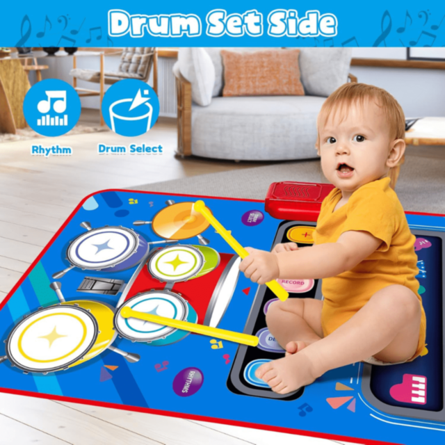 Covoraș Muzical cu Pian și Set de Tobă pentru Copii