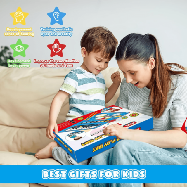 Covoraș Muzical cu Pian și Set de Tobă pentru Copii