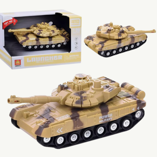 Tanc Militar de Jucărie cu Fricțiune și Sunete