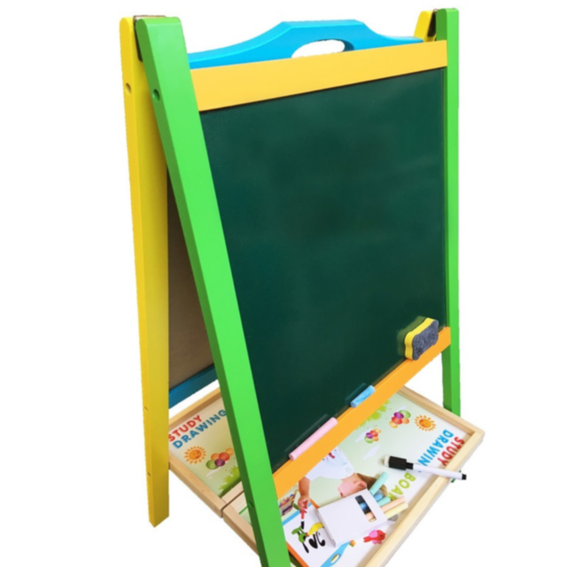 Tablă Educațională Dublă din Lemn | Suprafață Magnetică și Neagră pentru Creta