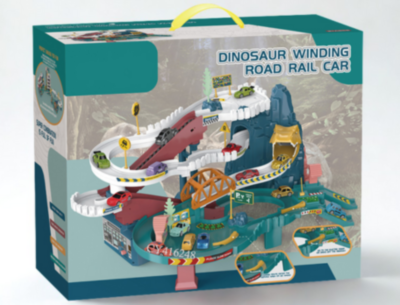 Pistă Dinozaur Interactivă cu 4 Mașinuțe Colorate | image