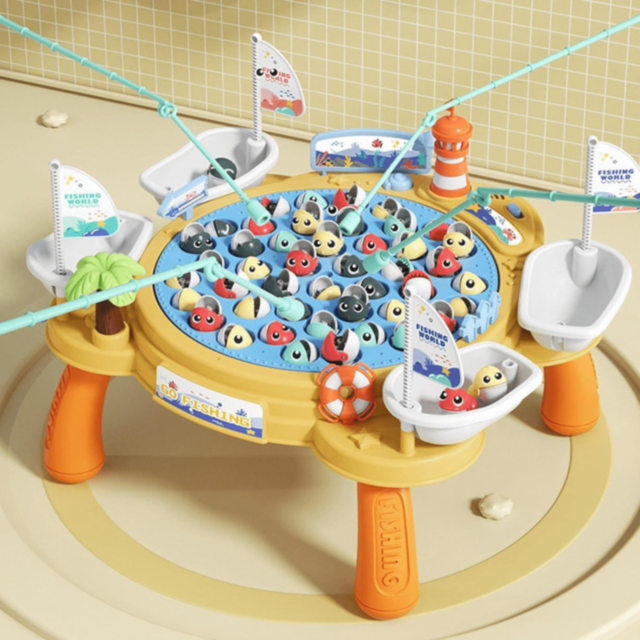 Joc de Pescuit Electric cu 45 Pești și 4 Undițe