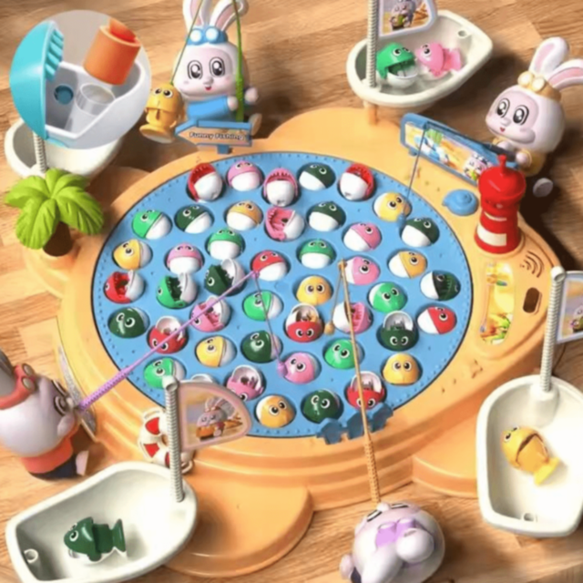 Joc de Pescuit Electric cu 45 Pești și 4 Undițe