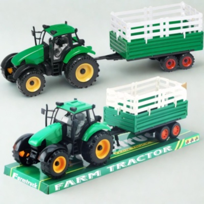 Tractor jucărie pentru copii cu remorcă platformă (culoare aleatorie) | image