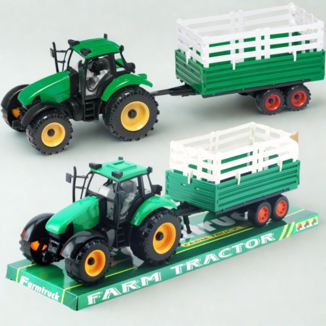 Tractor jucărie pentru copii cu remorcă platformă (culoare aleatorie)
