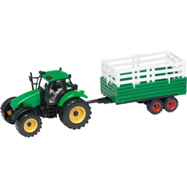 Tractor jucărie pentru copii cu remorcă platformă (culoare aleatorie)