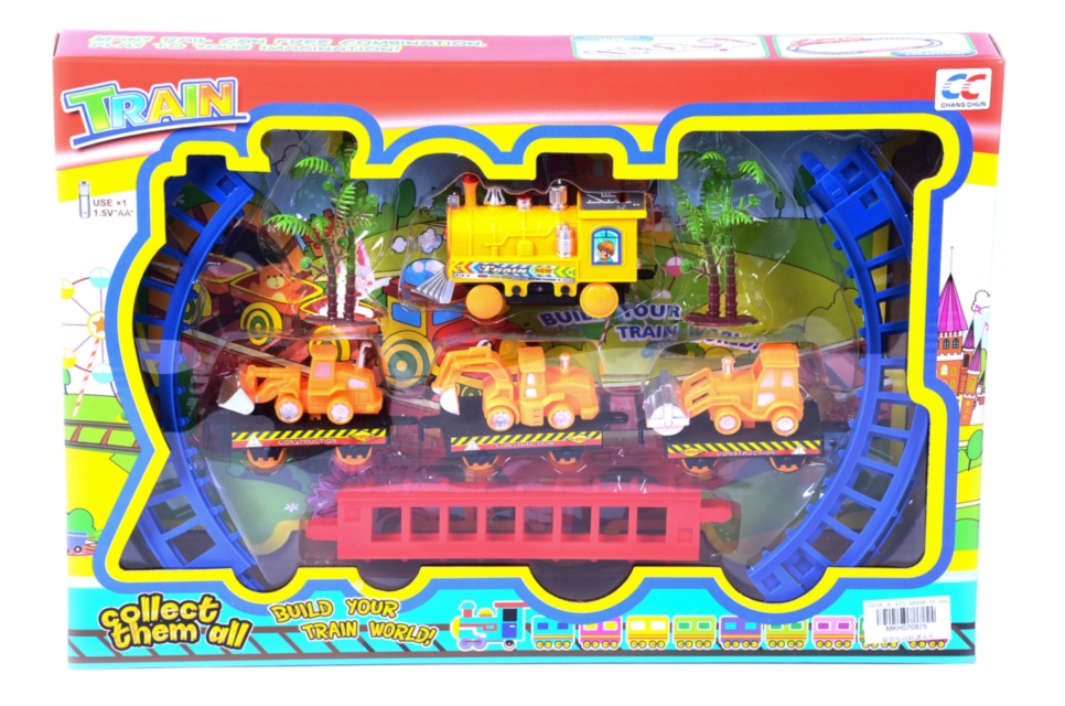 Tren Motorizat cu Circuit și Mașini de Construcție