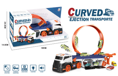 Camion Transportator cu Pista de Lansare și 2 Mașinuțe | image