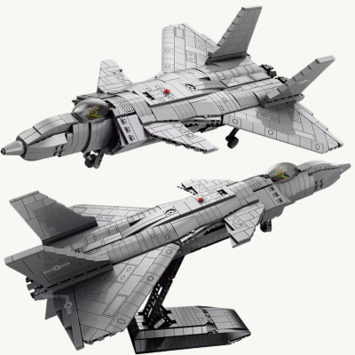 Avion de Luptă din Blocuri de Construcție – Set de 1077 Piese pentru Copii și Colecționari | image