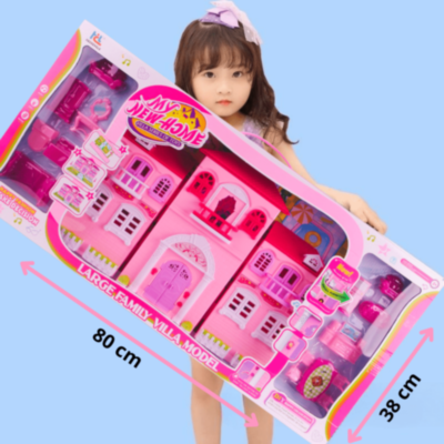 Căsuță Păpuși Mare cu Mobilier și Lumini Sunete | image