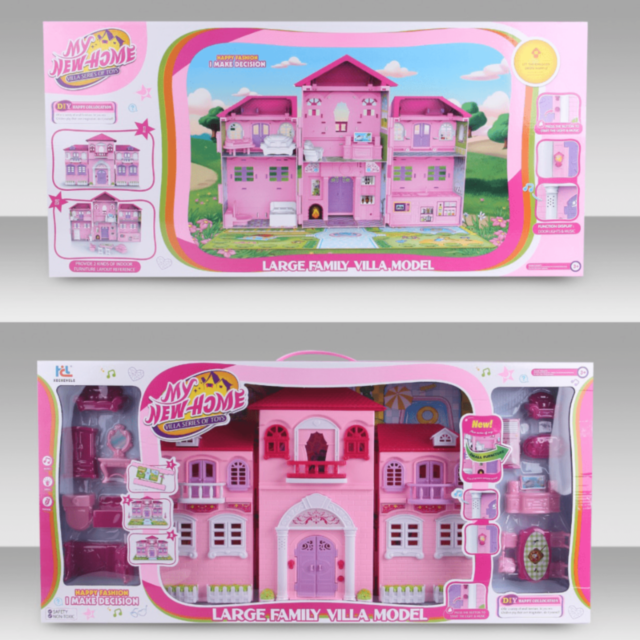 Căsuță Păpuși Mare cu Mobilier și Lumini Sunete