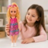 Păpușă muzicală de 40 cm, cu rochie colorată