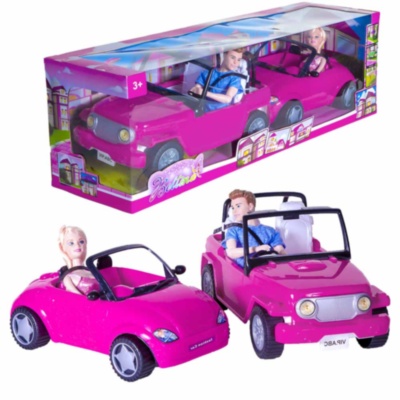 Set Barbie și Ken cu Mașini Decapotabile, 70cm | image