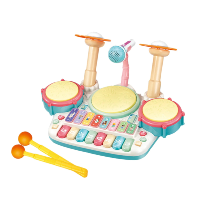 Jucărie Interactivă Set de Tobă și Pian cu Microfon pentru Copii